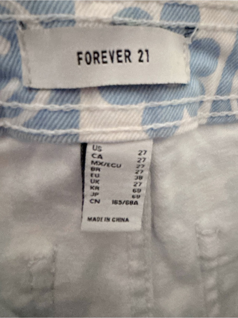 Forever 21 blue white checkered smiley face flower 70’s wide leg jean pants 27 - Picture 5 of 8